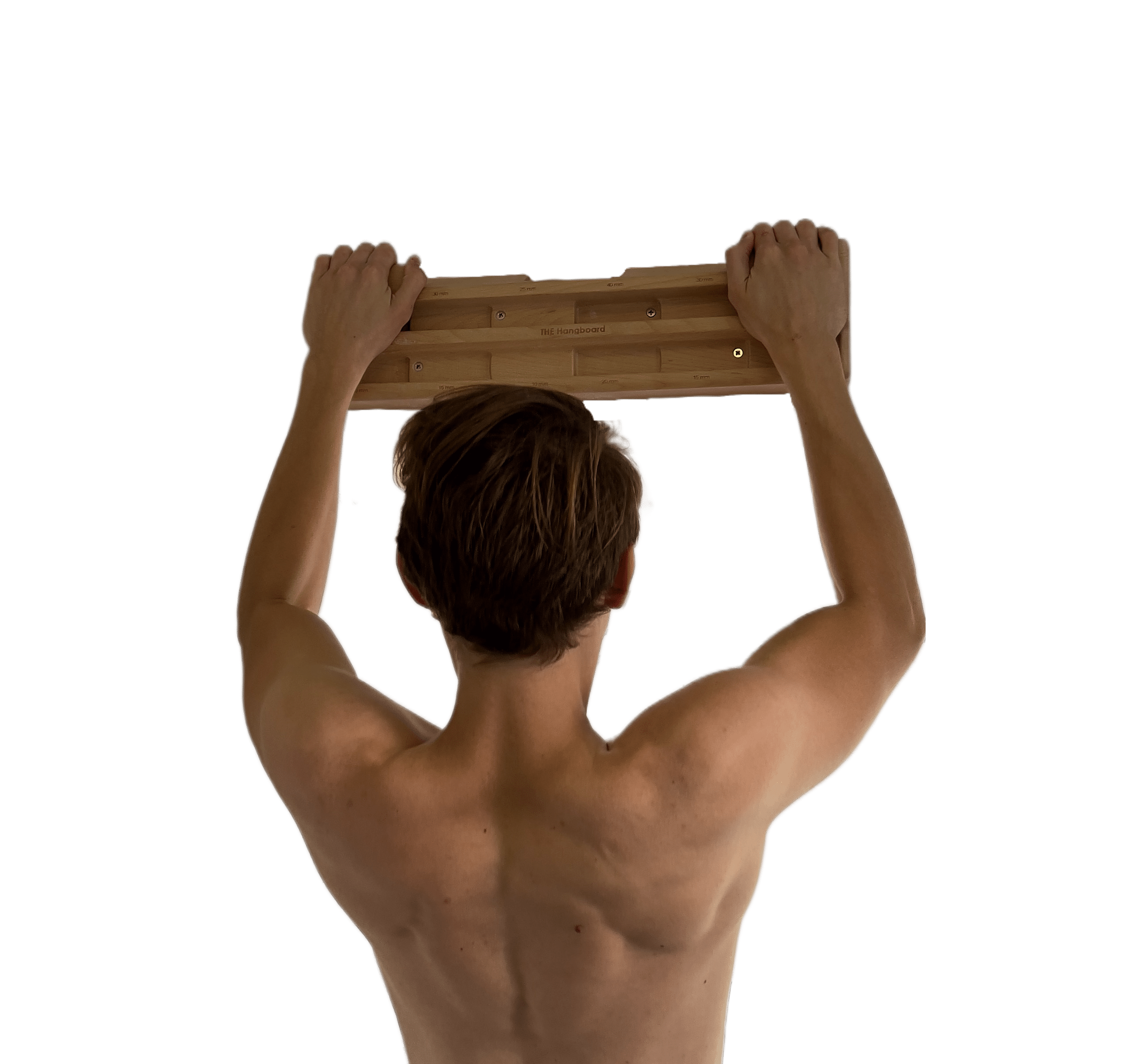 Performing a pullup on the hangboard